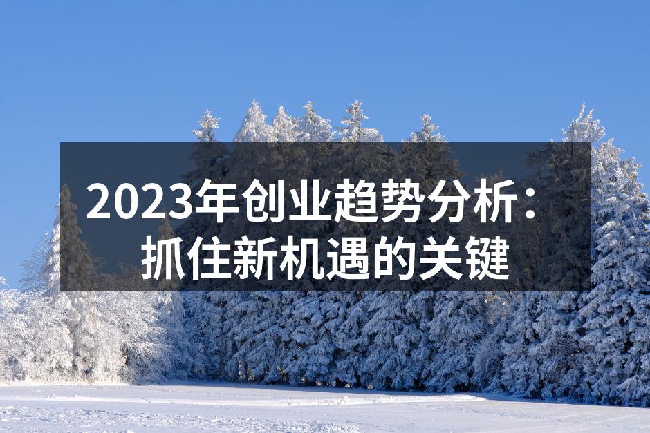 2023年创业趋势分析：抓住新机遇的关键